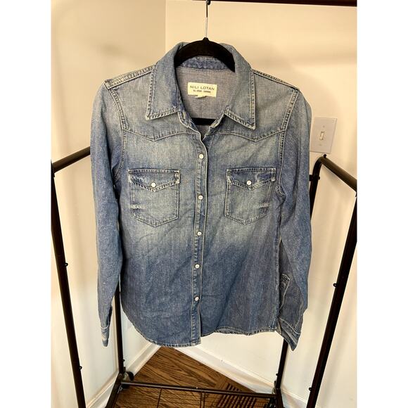 Nili Lotan Travis Denim Shirt size S small - Picture 2 of 5